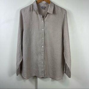 J.Jill Large Button down Linen Tunic. Beige.